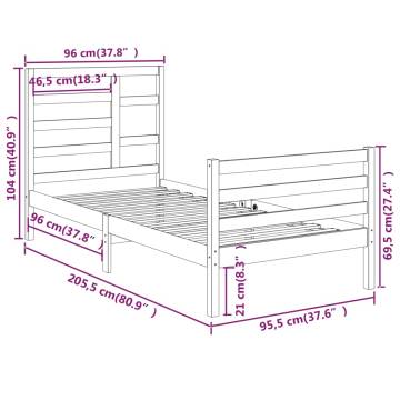 White Solid Wood Bed Frame 90x200 cm - Modern Design