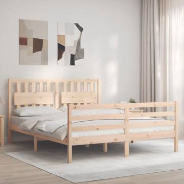 Solid Wood King Size Bed Frame with Headboard - HipoMarket