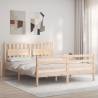 Bed Frame with Headboard King Size Solid Wood Colour natural Size 150 x 200 cm 