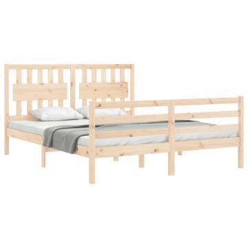 Solid Wood King Size Bed Frame with Headboard - HipoMarket