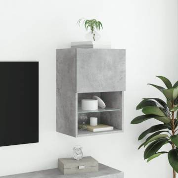 TV Cabinet with LED Lights - Concrete Grey 40.5x30x60 cm