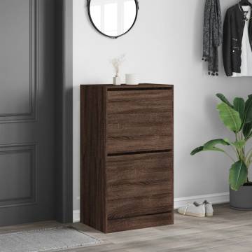 Shoe Cabinet with 2 Flip-Drawers in Brown Oak - Hipomarket