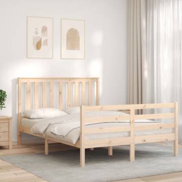 Solid Wood Bed Frame with Headboard 140x190 cm - Hipomarket