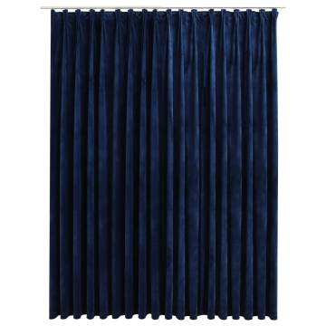 Elegant Dark Blue Velvet Blackout Curtain - 290x245 cm