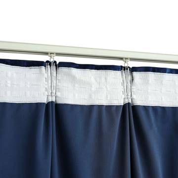 Elegant Dark Blue Velvet Blackout Curtain - 290x245 cm