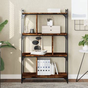 Stylish 4-Tier Smoked Oak Bookcase | Durable Engineered Wood