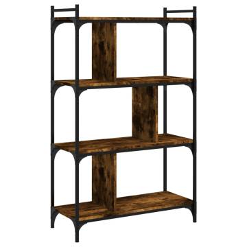 Stylish 4-Tier Smoked Oak Bookcase | Durable Engineered Wood