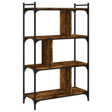 Stylish 4-Tier Smoked Oak Bookcase | Durable Engineered Wood