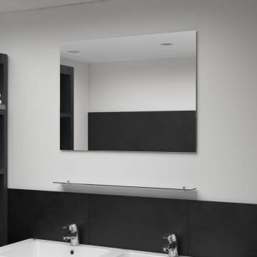 Elegant Wall Mirror with Shelf - 80x60 cm Tempered Glass