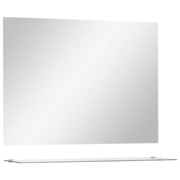 Elegant Wall Mirror with Shelf - 80x60 cm Tempered Glass