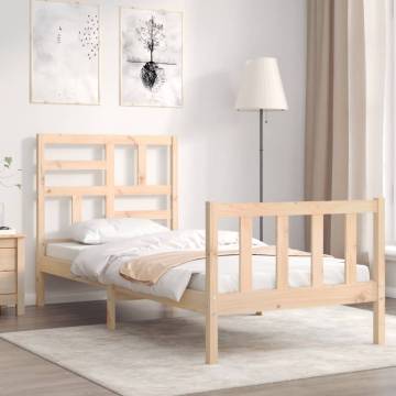 Solid Wood Bed Frame with Headboard 90x200 cm | HipoMarket