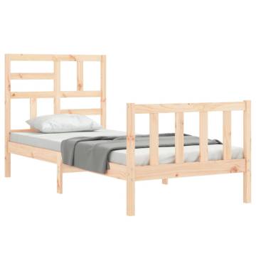 Solid Wood Bed Frame with Headboard 90x200 cm | HipoMarket