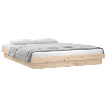 LED Bed Frame 135x190 cm Double Solid Wood | Hipomarket UK