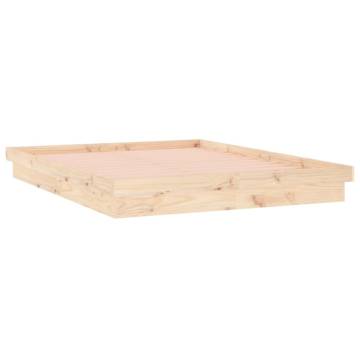 LED Bed Frame 135x190 cm Double Solid Wood | Hipomarket UK