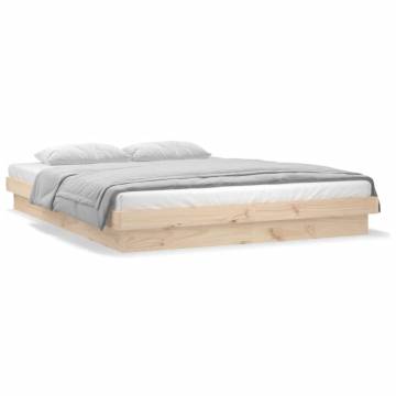 LED Bed Frame 135x190 cm Double Solid Wood | Hipomarket UK