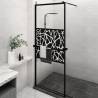 Walk-in Shower Wall with Shelf Black 80x195cm ESG Glass&Aluminium Colour black Size 80 x 195 cm Model stone design 