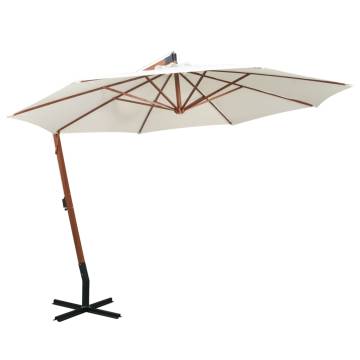 Hanging Parasol 350 cm Wooden Pole - Elegant Outdoor Shade