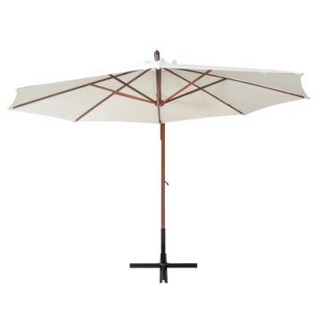 Hanging Parasol 350 cm Wooden Pole - Elegant Outdoor Shade