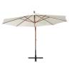 Hanging Parasol 350 cm Wooden Pole - Elegant Outdoor Shade