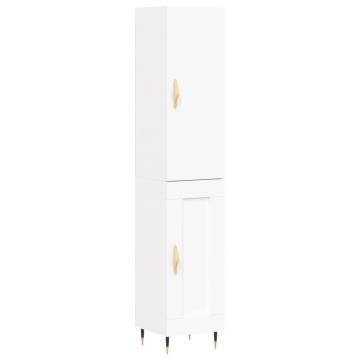 Stylish Highboard in White - 34.5x34x180 cm Engineered Wood