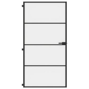 Slim Black Interior Door with Tempered Glass | 102.5x201.5 cm