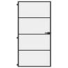 Slim Black Interior Door with Tempered Glass | 102.5x201.5 cm