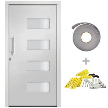 Secure Front Door - Aluminium & PVC White 100x210 cm