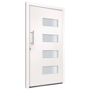 Secure Front Door - Aluminium & PVC White 100x210 cm