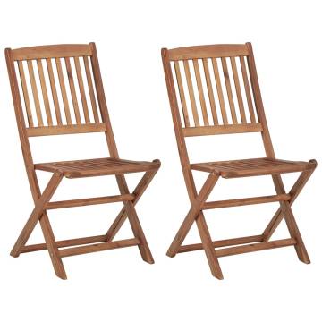 Folding Outdoor Chairs - 2 pcs Solid Acacia Wood - Hipomarket