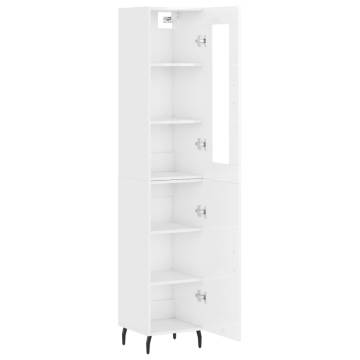 Stylish High Gloss White Highboard - 34.5x34x180 cm