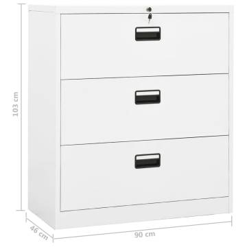 Filing Cabinet White 90x46x103 cm - Durable Steel Design