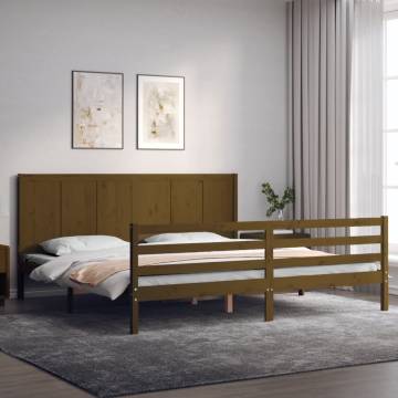 Honey Brown Bed Frame with Headboard - Durable Solid Wood 200x200 cm