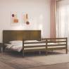 Honey Brown Bed Frame with Headboard - Durable Solid Wood 200x200 cm