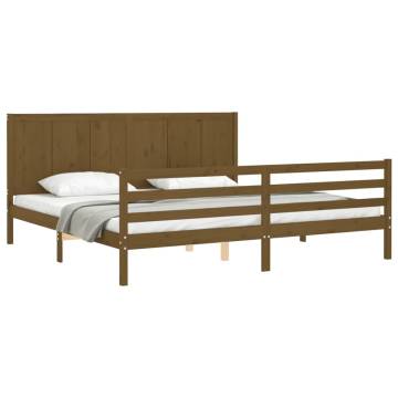 Honey Brown Bed Frame with Headboard - Durable Solid Wood 200x200 cm