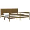 Honey Brown Bed Frame with Headboard - Durable Solid Wood 200x200 cm