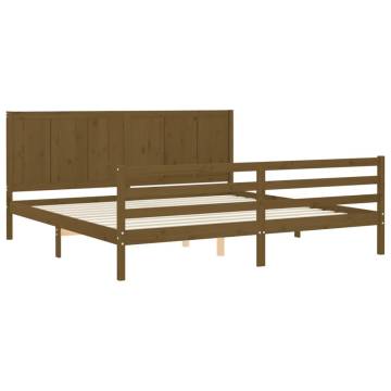 Honey Brown Bed Frame with Headboard - Durable Solid Wood 200x200 cm