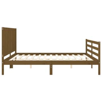 Honey Brown Bed Frame with Headboard - Durable Solid Wood 200x200 cm