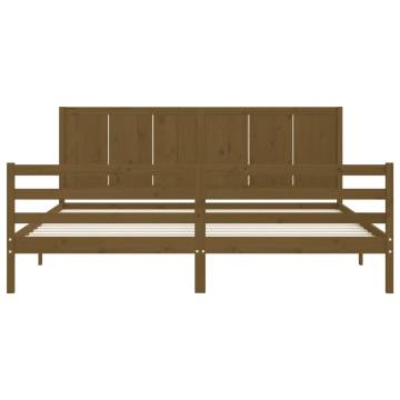 Honey Brown Bed Frame with Headboard - Durable Solid Wood 200x200 cm