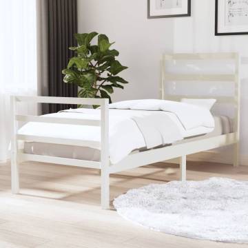 White Solid Wood Pine Bed Frame 90x190 cm - Single