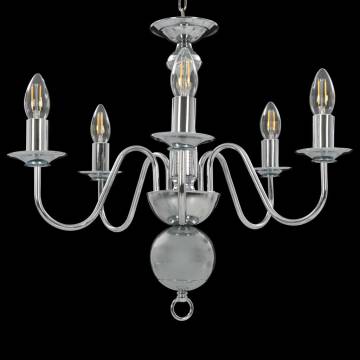 Chandelier Silver 5 x E14 Bulbs - Elegant Home Lighting