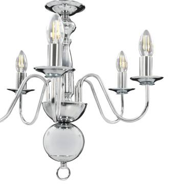 Chandelier Silver 5 x E14 Bulbs - Elegant Home Lighting