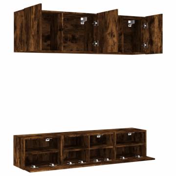 5 Piece Smoked Oak TV Wall Units - Maximise Your Living Space