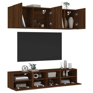 5 Piece Brown Oak TV Wall Units | Maximize Your Living Space