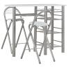 Stylish 3 Piece Bar Set with Shelves - Wood & Steel White