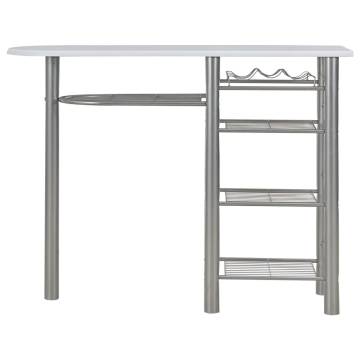 Stylish 3 Piece Bar Set with Shelves - Wood & Steel White