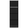 Shoe Cabinet with 4 Flip-Drawers - Black 60x34x187.5 cm