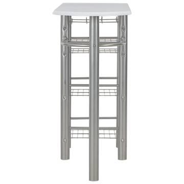 Stylish 3 Piece Bar Set with Shelves - Wood & Steel White