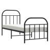 Black Metal Bed Frame with Headboard and Footboard - 75x190 cm