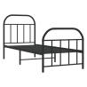 Black Metal Bed Frame with Headboard and Footboard - 75x190 cm