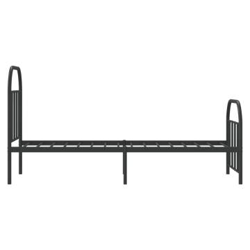 Black Metal Bed Frame with Headboard and Footboard - 75x190 cm